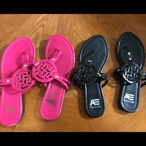 Lot American Eagle Sandal Hot Pink & Black 8 Cute
